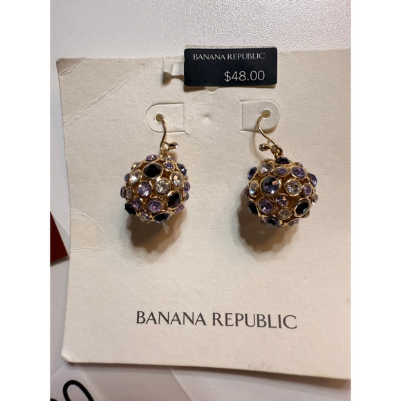 Womens Banana Republic Earrings Gold Purple - Picture 2 of 2